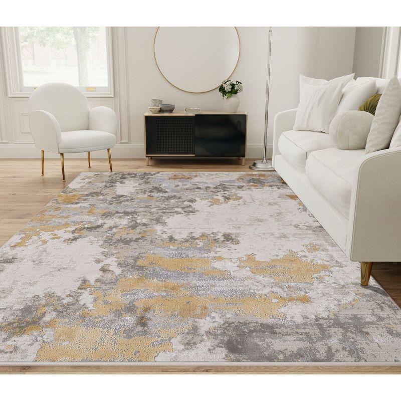 Waldor Modern Abstract Ivory/Gold/Gray Area Rug