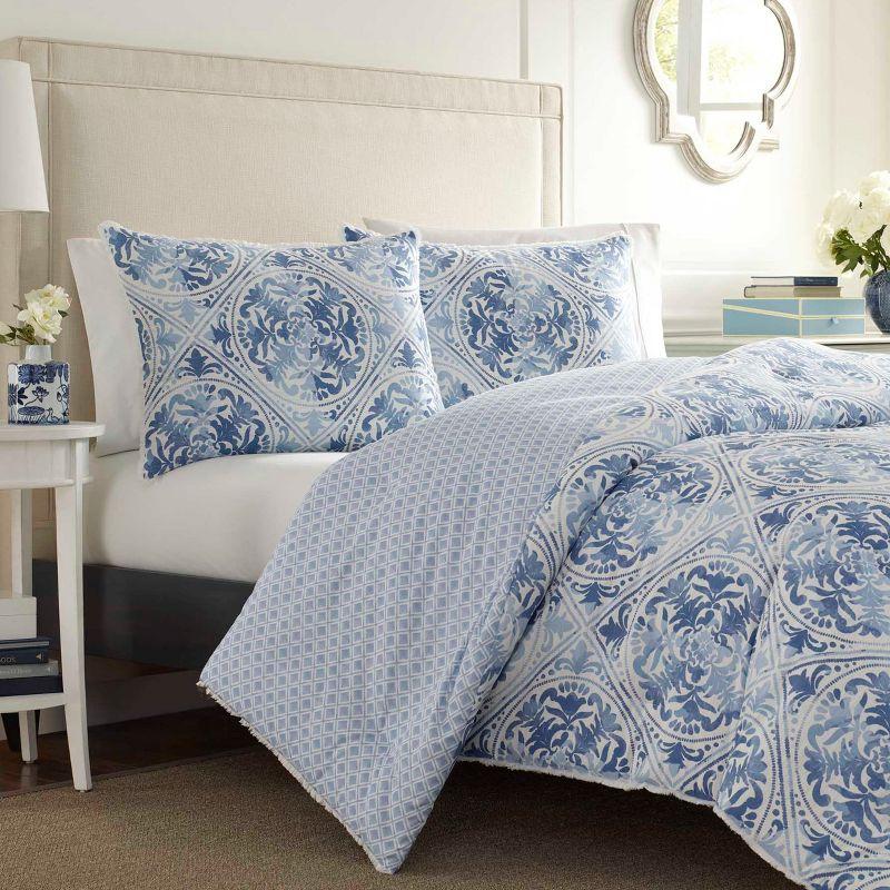 Mila Blue King Cotton Reversible Comforter Set