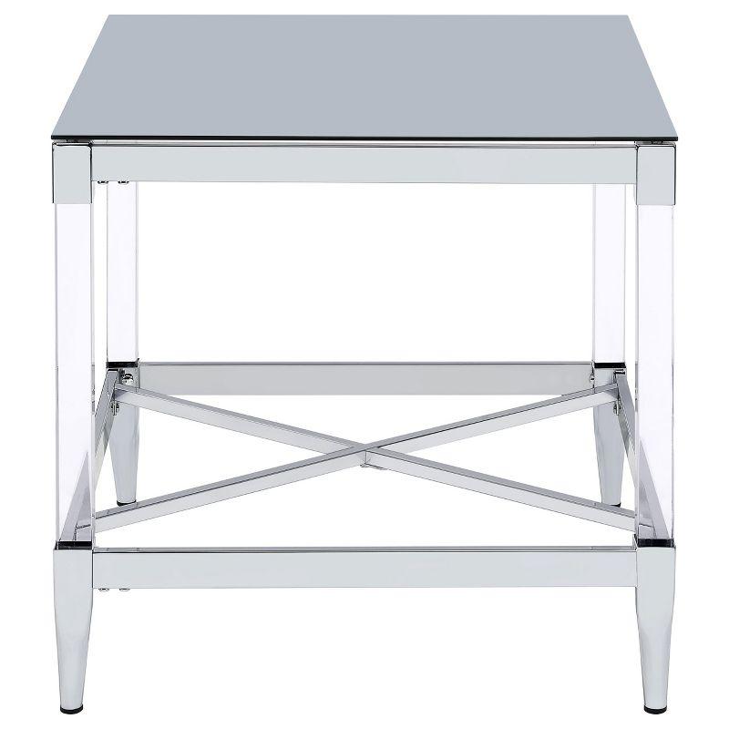 Coaster Home Furnishings Lindley Square End Table with Acrylic Legs and Tempered Mirror Top Chrome