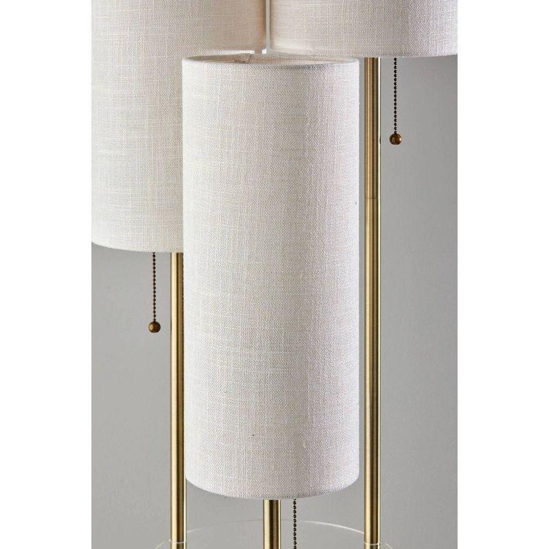 Adesso Trio Floor Lamp Antique Brass: Metal Body, Polyester Shade, ETL Listed, Pull Chain Switch