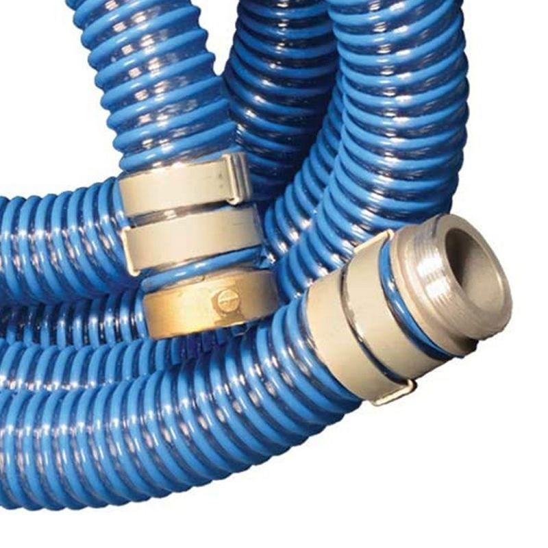 Apache 98106501 2 Inch Diameter 20 Foot Length 58 psi PVC Flexible Industrial Pump Pool Hose with Aluminum Pin Lug Short Shank Coupling, Blue (2 Pack)