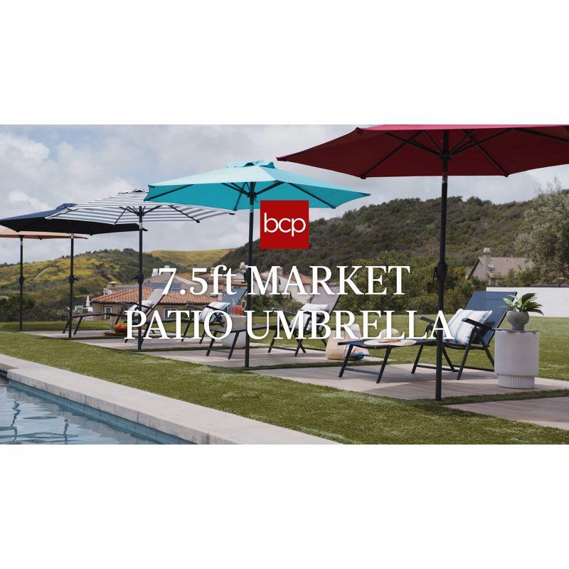 Best Choice Products 7.5ft Heavy-Duty Outdoor Market Patio Umbrella w/ Push Button Tilt, Easy Crank - Sand