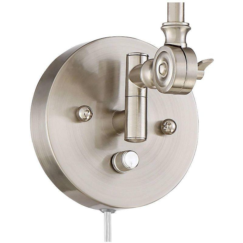 360 Lighting Mendes Modern Wall Lamps Set of 2 Brushed Nickel Plug-in 4 1/4" Light Fixture Up Down Adjustable for Bedroom Reading Living Room Hallway