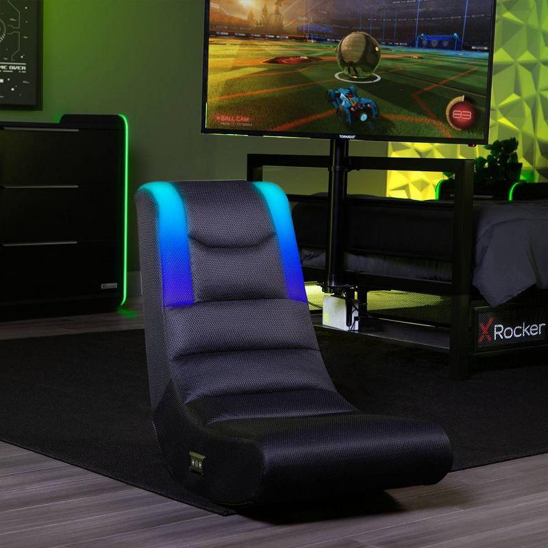 X Rocker Gaming Chair with Built-in Lighting Black: Armless, Interactive Rocker for Teens, No Assembly