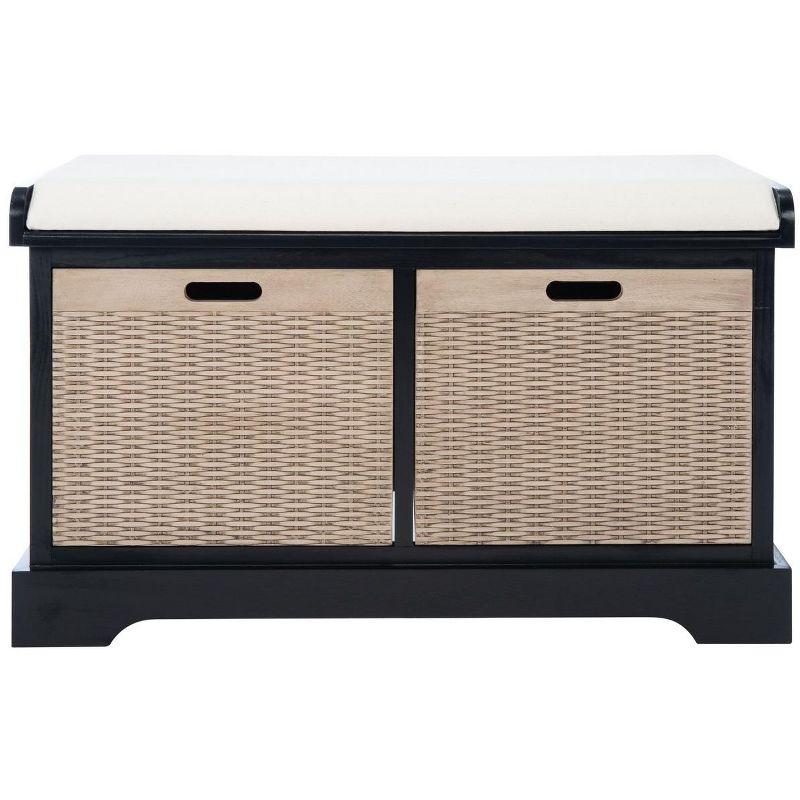 Landers 2 Drawer/Cushion Storage Bench - Black - Safavieh