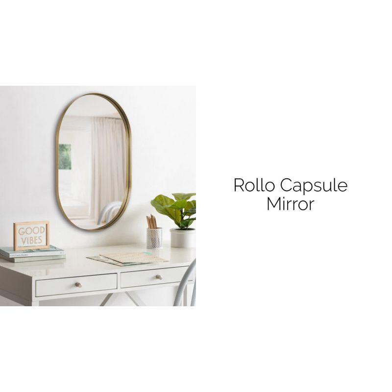 16"x48" Rollo Capsule Framed Decorative Wall Mirror Silver - Kate & Laurel All Things Decor: Full-Length, Oval, Metal Frame