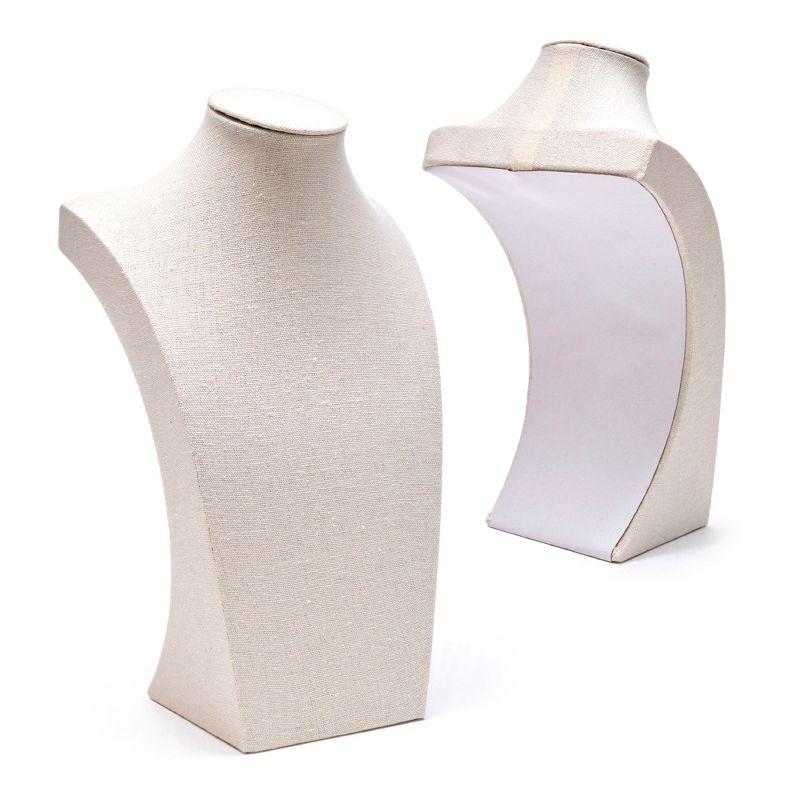 Juvale 12 Inch Linen Jewelry Display Bust, Necklace Mannequin Holder Stand for Retail Stores and Trade Shows (Beige)
