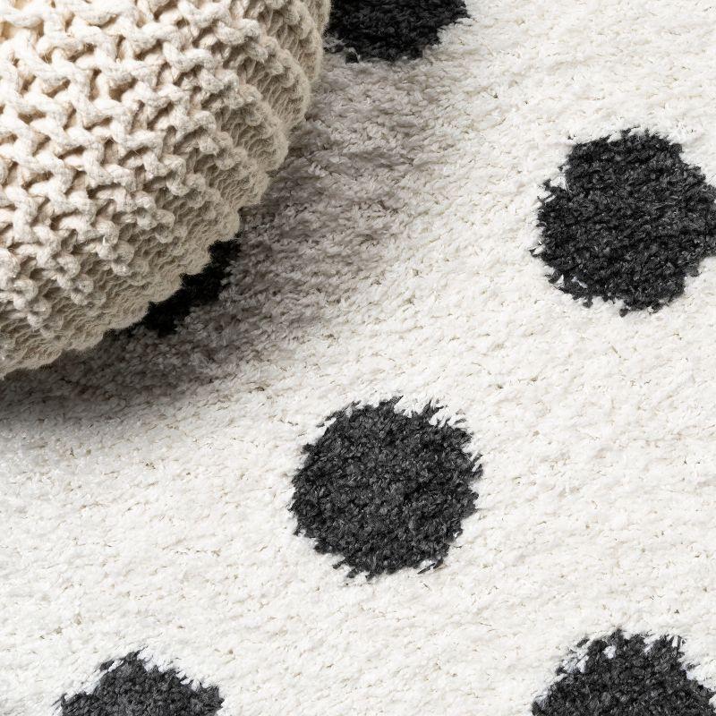 2'x10' Pere Modern Charcoal Dot Shag Runner Rug, White - JONATHAN Y