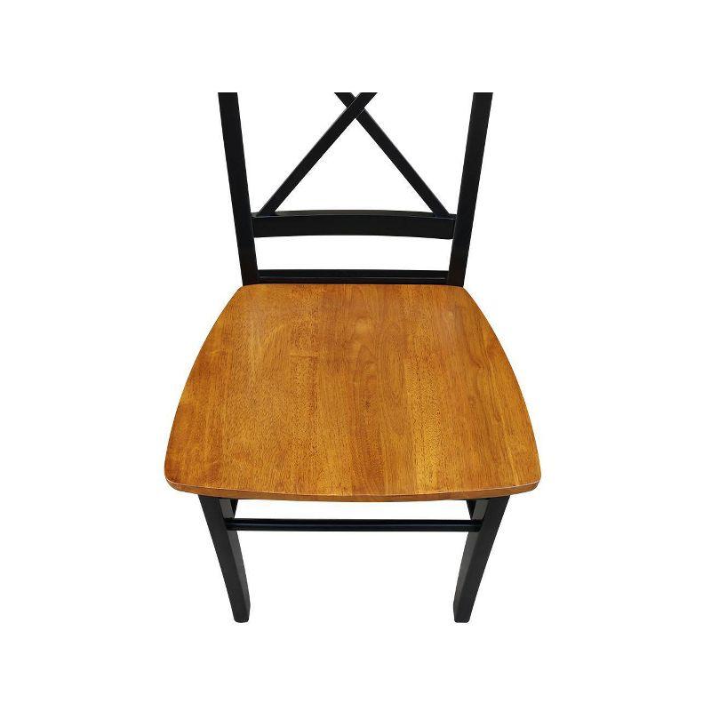 International Concepts Set of 2 X Back Chairs with Solid Wood Seats Black/Cherry Red: Hardwood Frame, Mid-Century Style