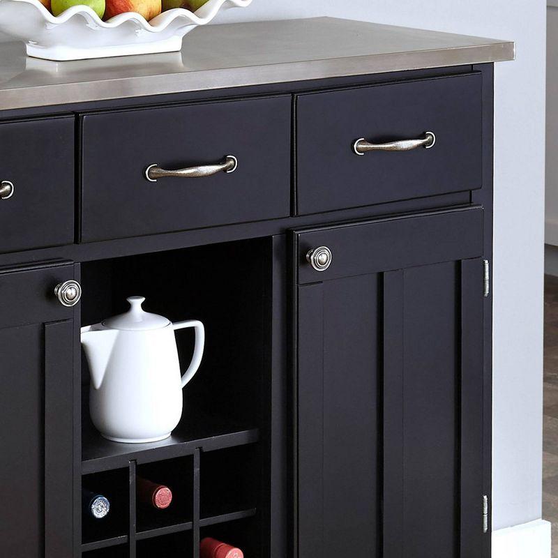 36.25" Sideboard Buffet Servers with Stainless Top Black - Home Styles: Kitchen Hutch, Credenza Console