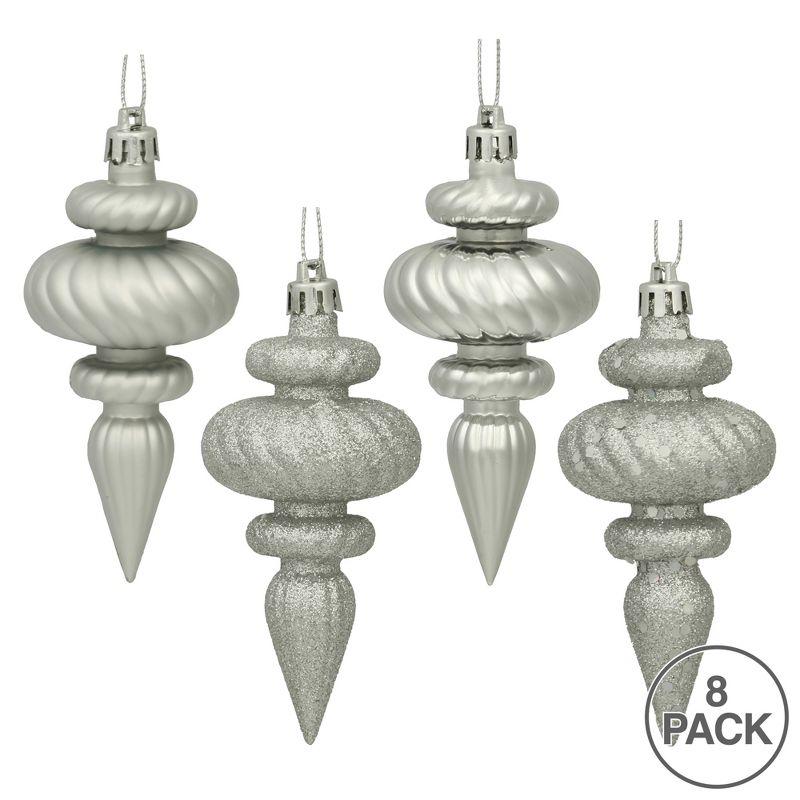 Silver Shatterproof Plastic Finial Christmas Ornaments Set