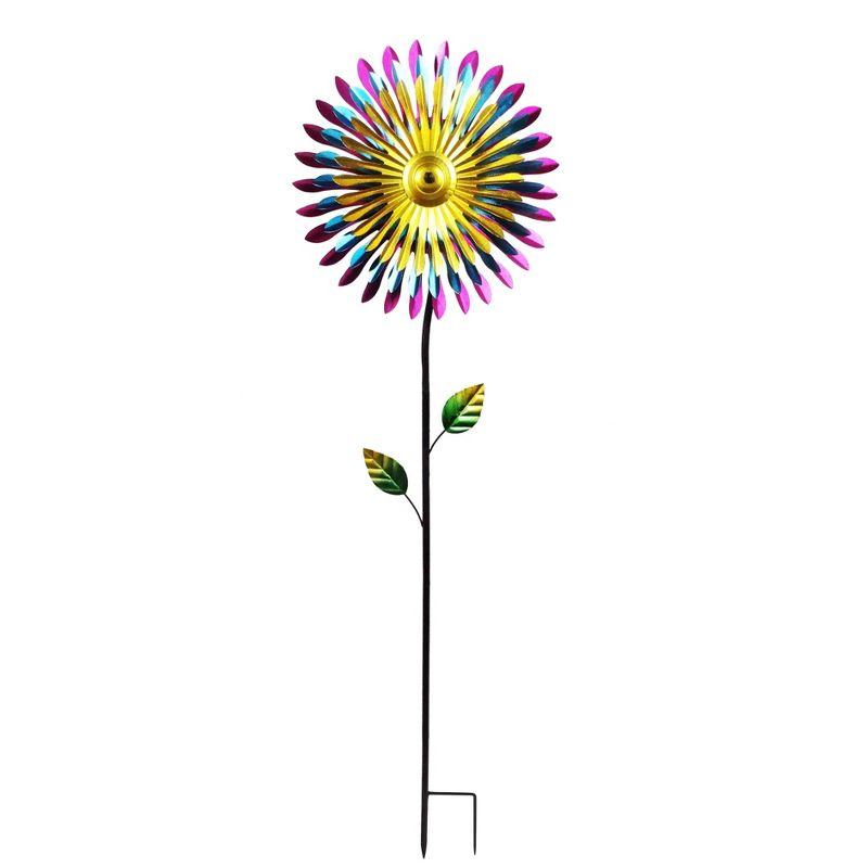 47" Multicolor Iron Daisy Wind Spinner Garden Stake