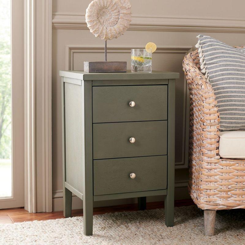 Ash Grey Elm Wood Night Table with Storage Drawers