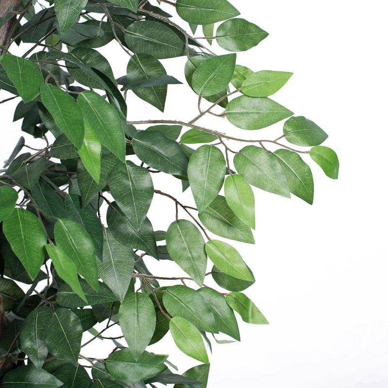 Lush Green 6' Silk Ficus Tree in Dark Brown Rattan Basket