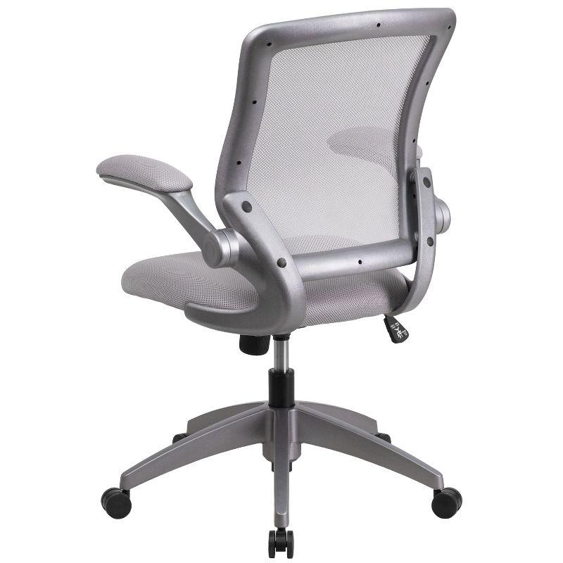 Flash Furniture Mid-Back Gray Mesh Swivel Ergonomic Task Office Chair with Gray Frame and Flip-Up Arms