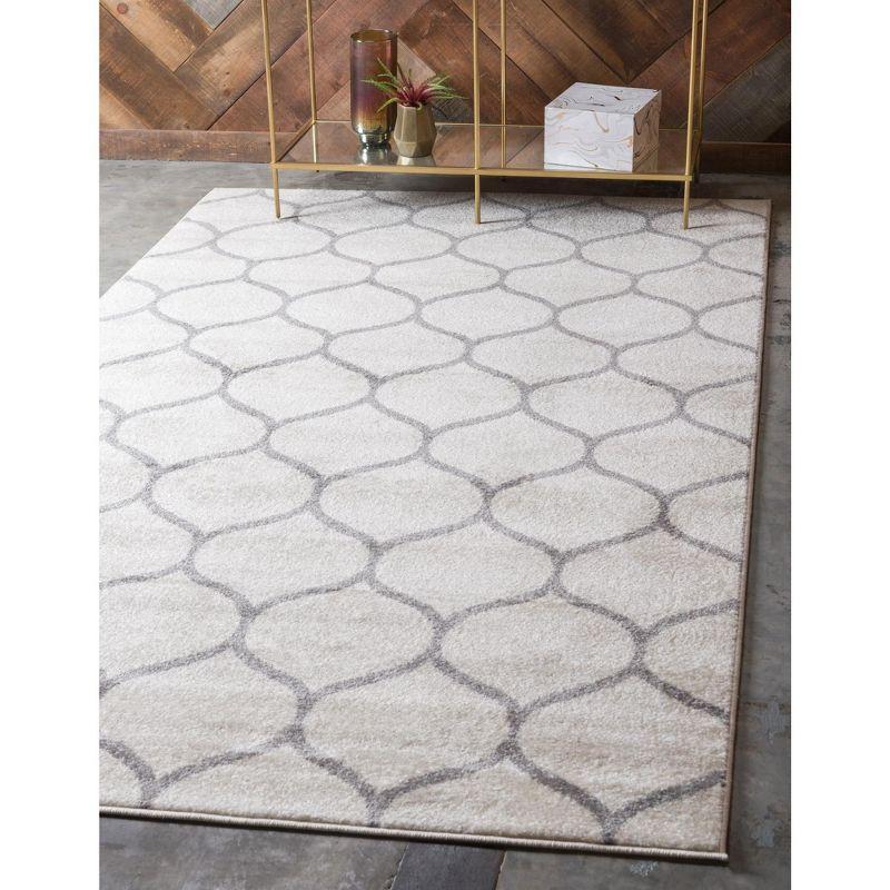 Ivory Trellis 3'3"x5'3" Synthetic Rectangular Rug for Indoor Use