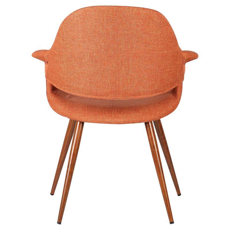 Phoebe Mid-Century Dining Chair Pumpkin - Armen Living: Upholstered, Walnut Legs, 250lb Capacity