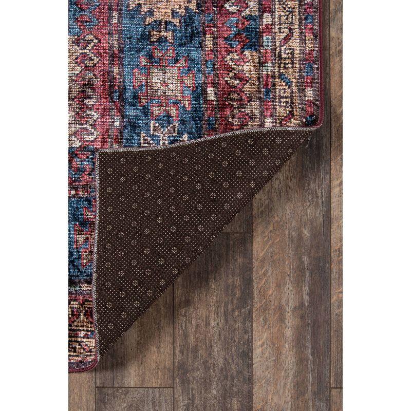 6'x9' Karachi Rezi Area Rug Burgundy - Momeni: Geometric Bohemian, Rubber Backed, Medium Pile, Indoor Use