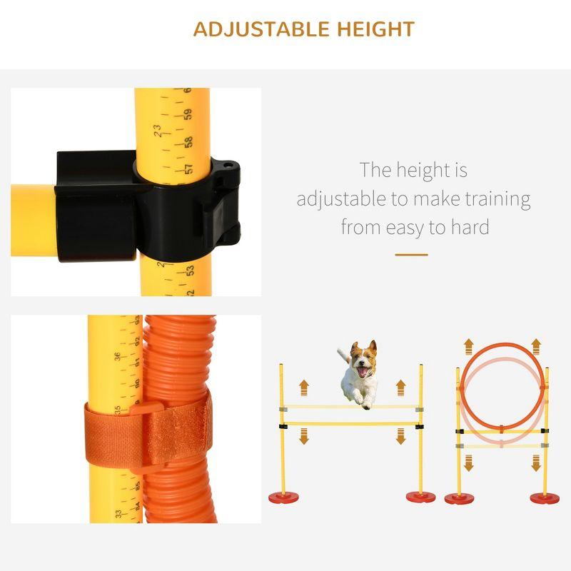 PawHut 4-Piece Dog Agility Training Equipment Doggie Obstacle Course with Tunnel, Hurdle Bar, Hoop, Weave Poles, and Easy Carry Case