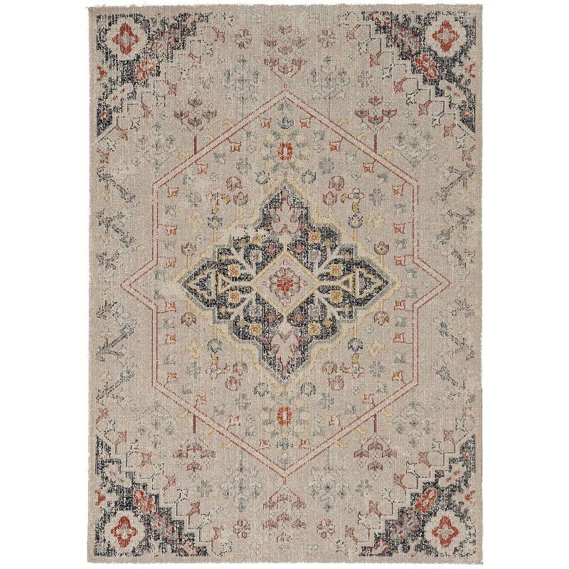 5'x7'6" Great Zero Rollins Rug Off White/Blue - Linon: Abstract Low Pile Area Rug, Indoor, Machine Made, Traditional Style