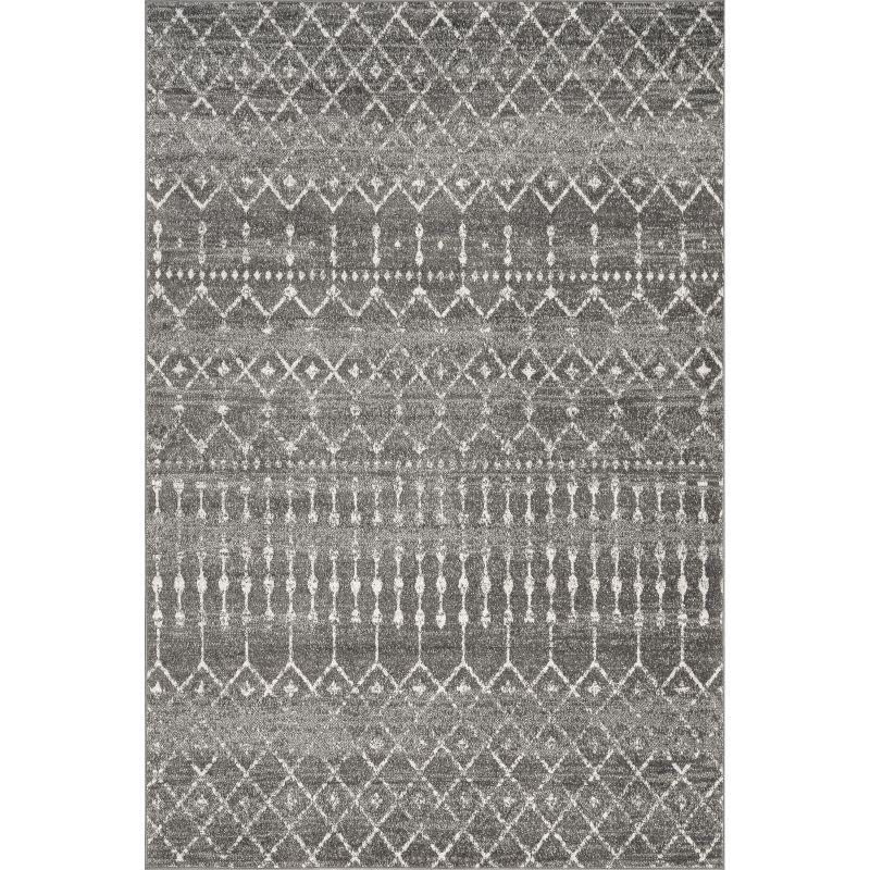 Nuloom 10 Square Moroccan Blythe Indoor Area Rug, Dark Grey, Faded Bohemian Design, Stain Resistant, BedroomLiving Room, Kitchen,