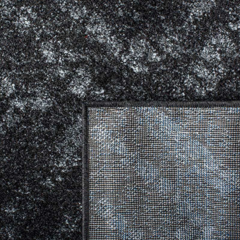 Dark Grey Geometric Synthetic Reversible Area Rug, 3' x 5'