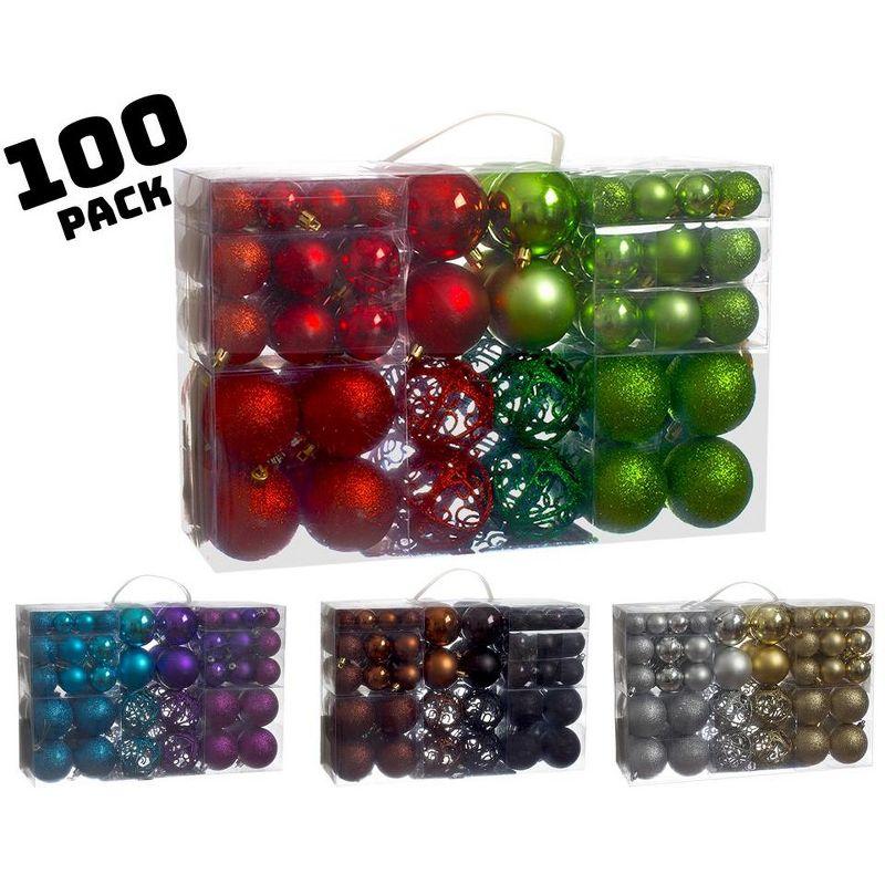 R N' Ds Shatterproof Christmas Ball Ornament - Red and Green - 100 Pack