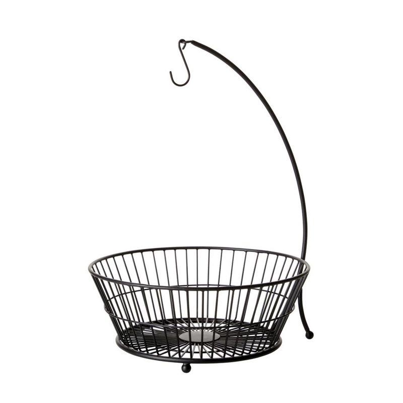 Black Iron 2-Tier Basket with Banana Hook