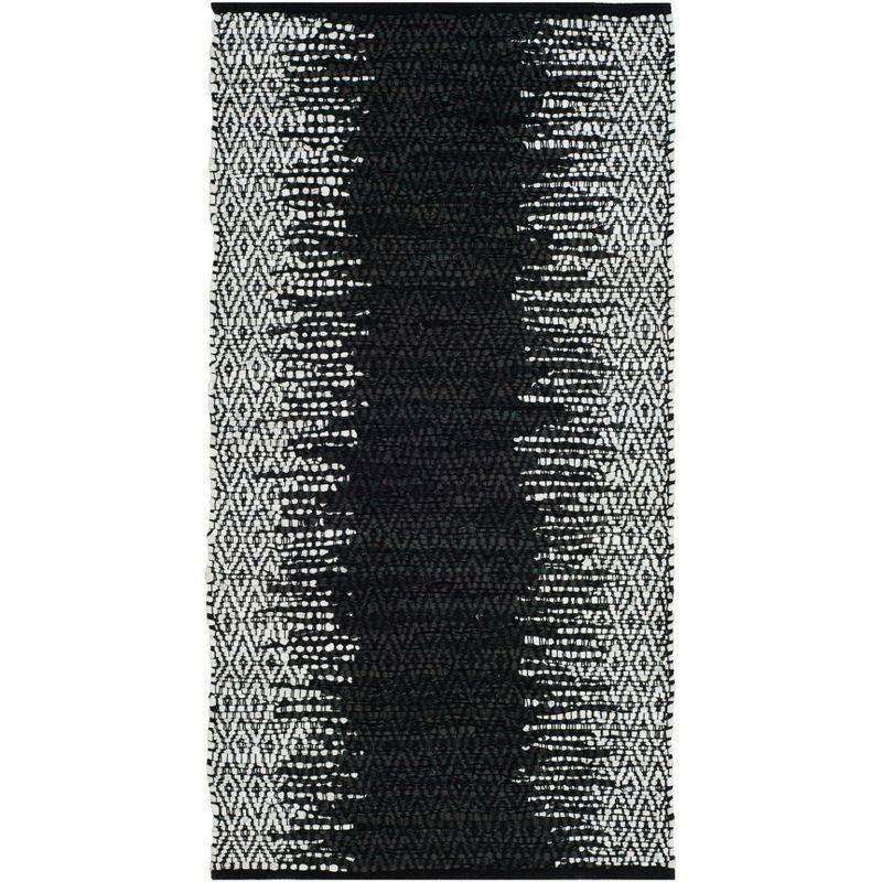 Vintage Leather VTL389 Hand Woven Accent Rug - Light Grey/Black - 2'3"x4' - Safavieh.