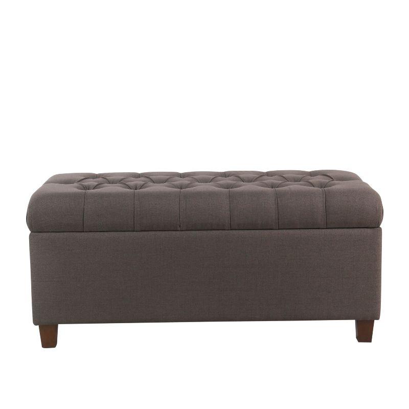 Charcoal Gray Tufted Storage Ottoman Bench with Hinged Lid