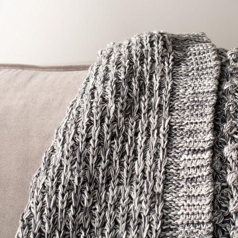 Contemporary Cozy Knit Throw Blanket in Gray and Beige - 50" x 60"