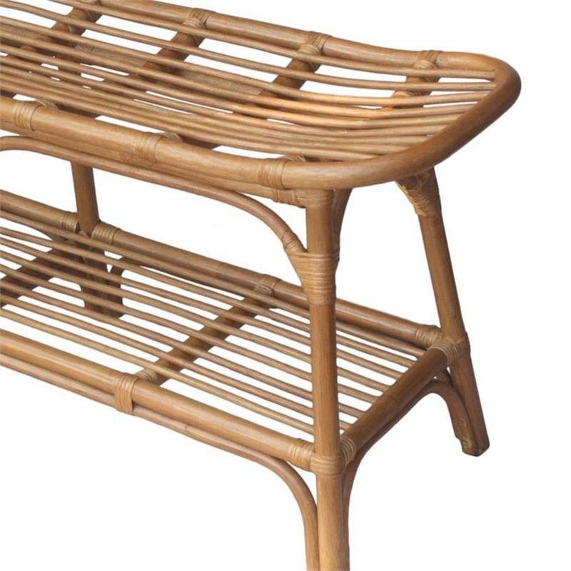 New Pacific Direct Damara Rattan Bench w/ Shelf