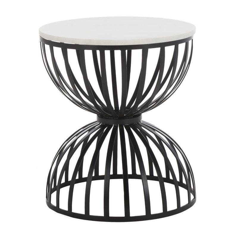 Tissaia Round Accent Table - White Marble/Black - Safavieh