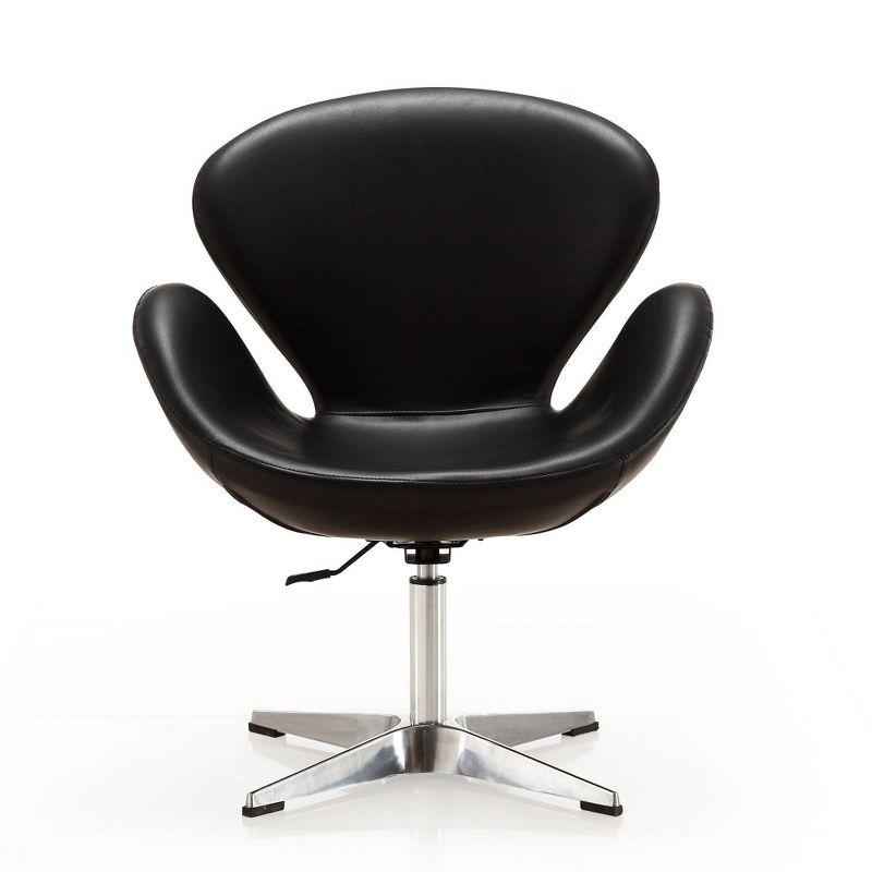 Set of 2 Raspberry Faux Leather Adjustable Swivel Chairs Black - Manhattan Comfort: Retro Chic, Steel Cross Legs