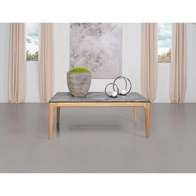 Polaris Rectangular Light Oak Coffee Table with Faux Marble Top