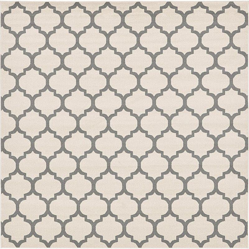 10' x 10' Beige and Gray Trellis Square Rug