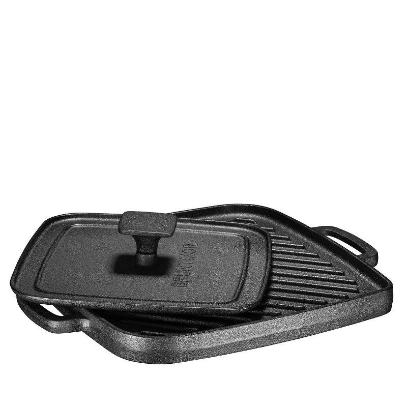 Bruntmor 10X10 2-in-1 Pre-Seasoned Square Cast Iron Reversible Griddle Grill Pan Cookware, Black