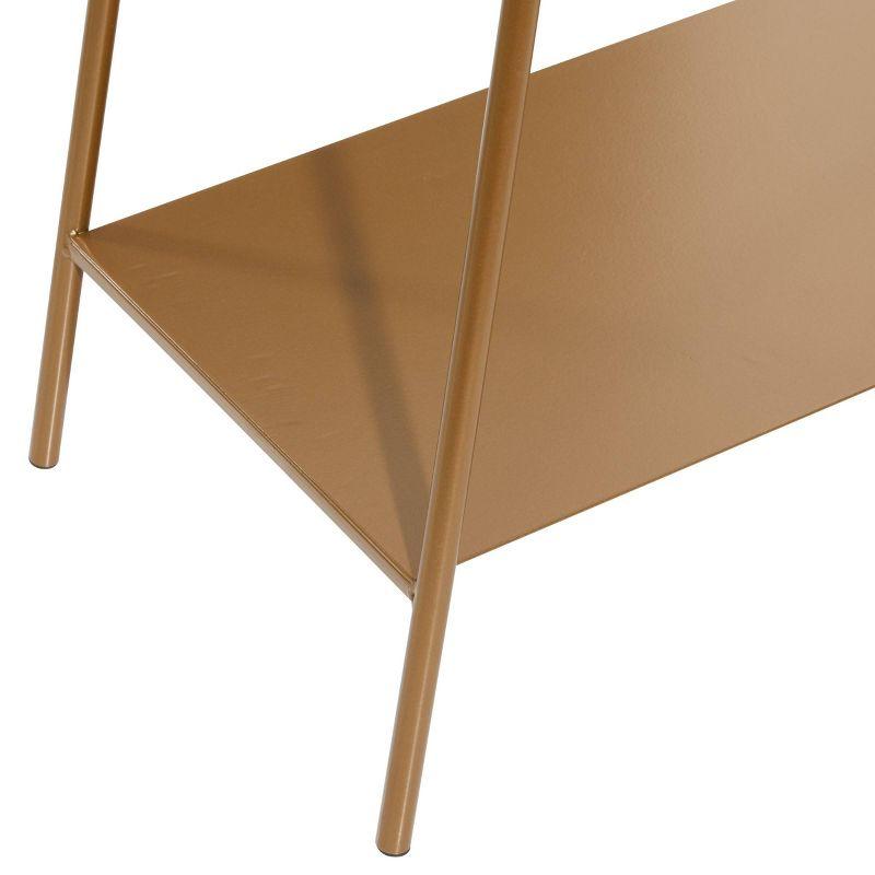 Modern Metal Console Table - Olivia & May: Gold Iron with Glass Top, Indoor Use, Fixed Shelf