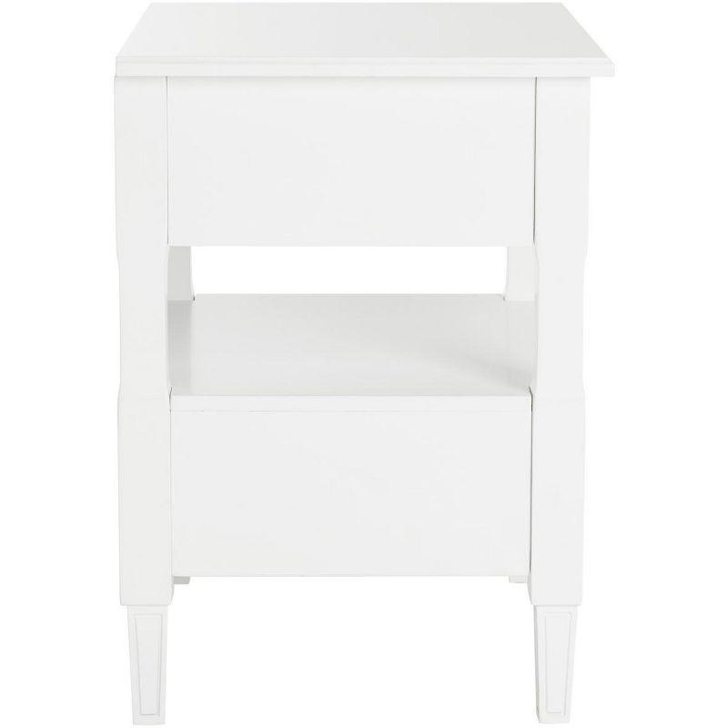 Transitional White 2-Drawer Nightstand with Silver Pulls