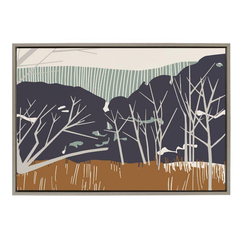 23" x 33" Sylvie Daily Walk Marsh Horizontal by Hannah Beisang Framed Wall Canvas Gray - Kate & Laurel All Things Decor