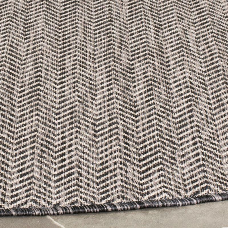 Courtyard CY8022 Power Loomed Indoor and Outdoor Area Rug - Black/Beige - 5'3" Round - Safavieh