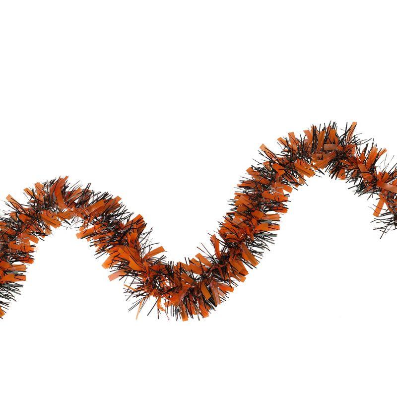 50' Orange and Black Halloween Tinsel Garland for Outdoor Decor