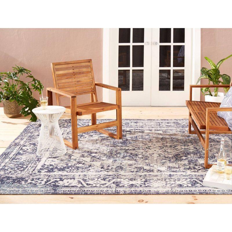 Nicole Miller New York Patio Sofia Ivy Distressed Indoor/Outdoor Area Rug, Navy Blue/Ivory