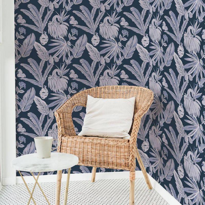 Tempaper & Co.® x She She Flamingo Salinas Removable Peel and Stick Wallpaper, Sea, 28 sq ft: Vinyl, Self-Adhesive, Botanical Pattern