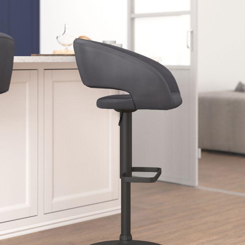 Gray Adjustable Swivel Barstool with Wood and Metal Base