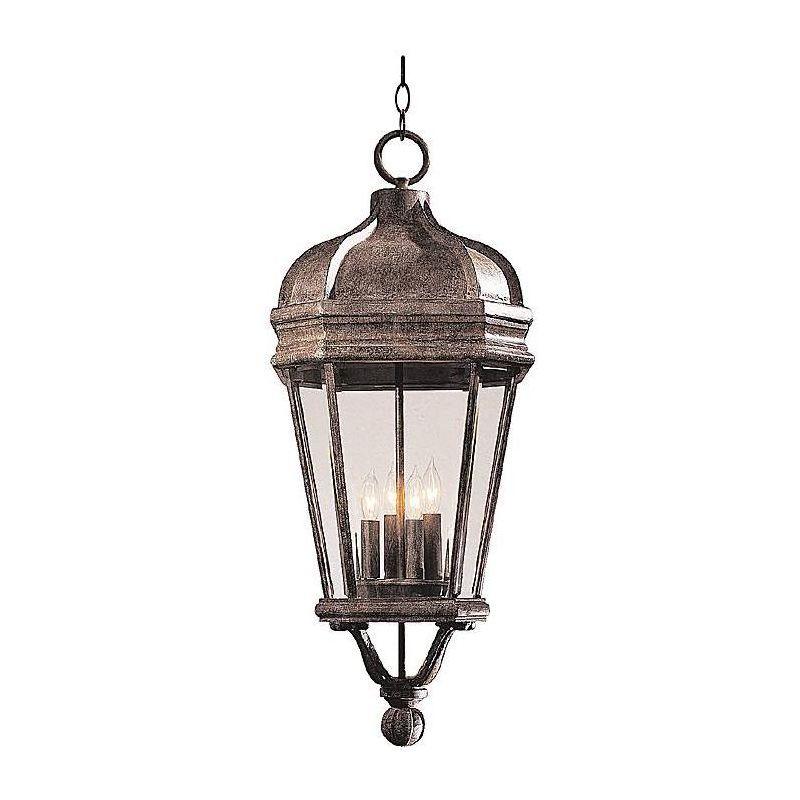 Minka Lavery Rustic Outdoor Hanging Light Fixture Vintage Rust Damp Rated 29" Beveled Clear Glass for Post Exterior Porch Patio