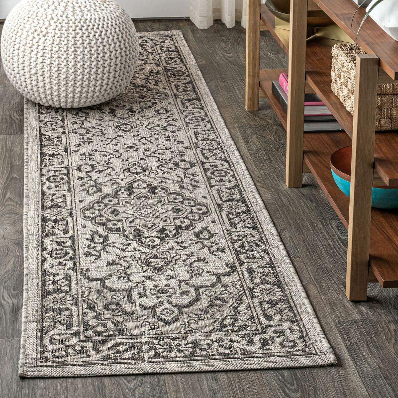 Rozetta Boho Medallion Textured Weave Indoor/Outdoor Area Rug  - JONATHAN Y