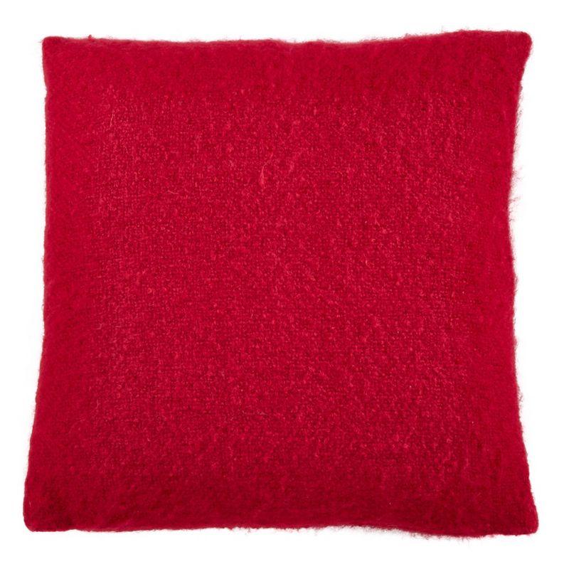 18"x18" Faux Mohair Square Throw Pillow Red - Saro Lifestyle: Acrylic, Zipper Closure, Indoor Use