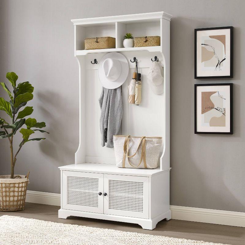 Sarah Hall Tree White - Crosley: Entryway Organizer with Shelving, Coat Hooks, Shoe Cabinet