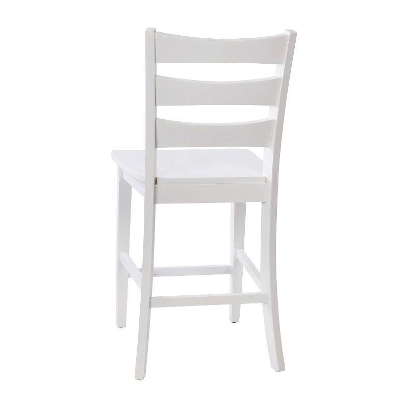 Merrick Lane Set of Two Classic Wooden Ladderback Counter Height Barstools with Solid Wood Seats in Antique White Wash